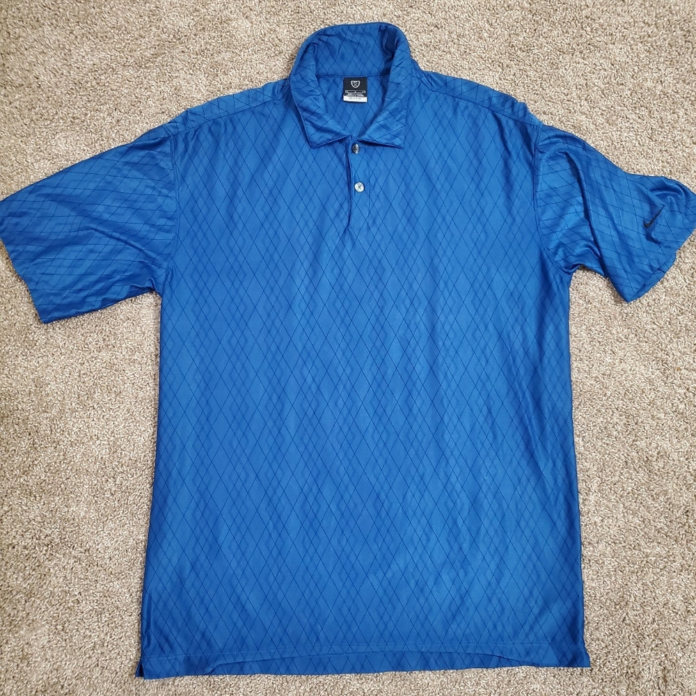 Nike Golf Blue Short Sleeve Polo Mens Shirt Large Active Golfing   Good pre owne